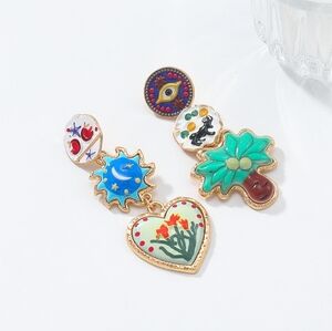 🆕️ Zara Multicolor Enamel Charm Earrings NWOT